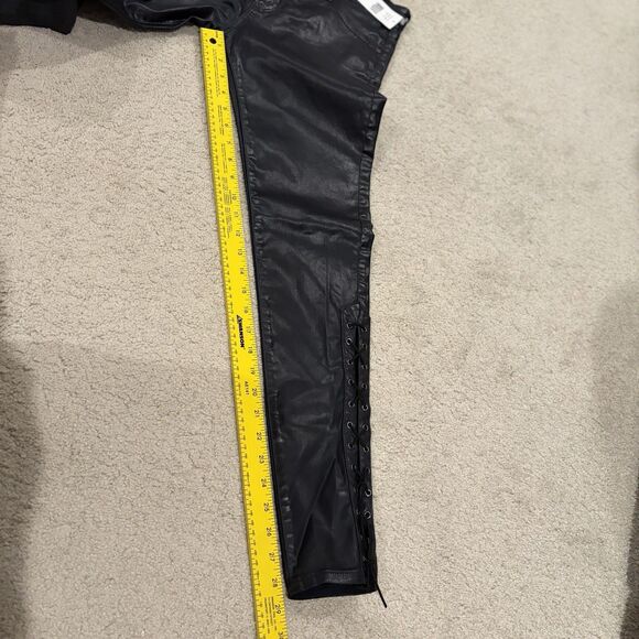 NWT AG Adriano Goldschmied Women's 27 Farrah Skinny Ankle Side Lace Black Pants - Picture 7 of 11